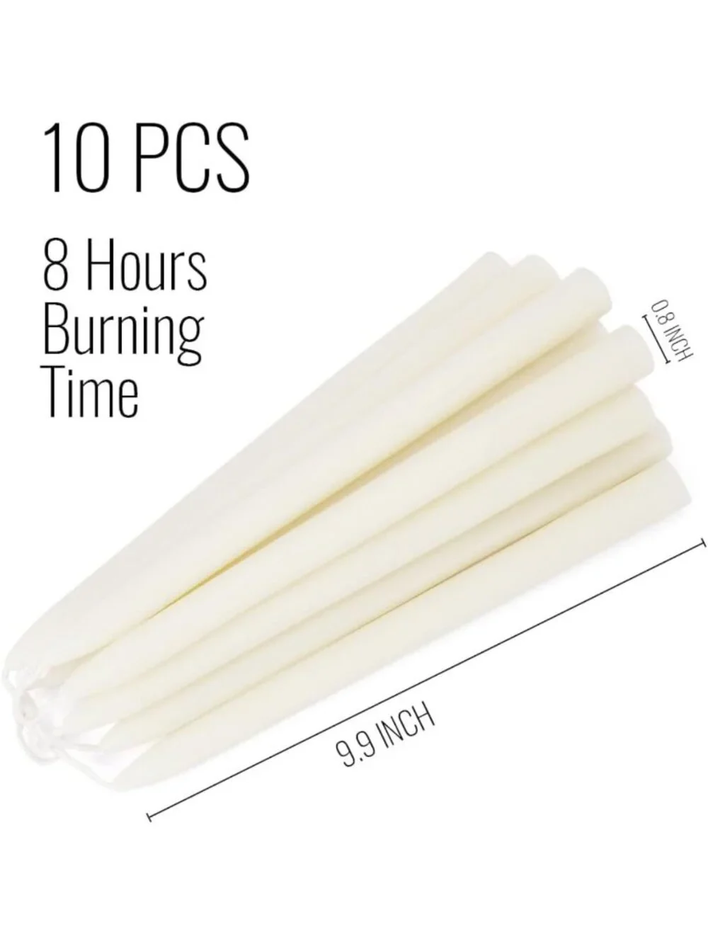 Natural Ivory Beeswax Taper Candles - 10 Inch, Dripless, 9 Hour Burn Time, Home